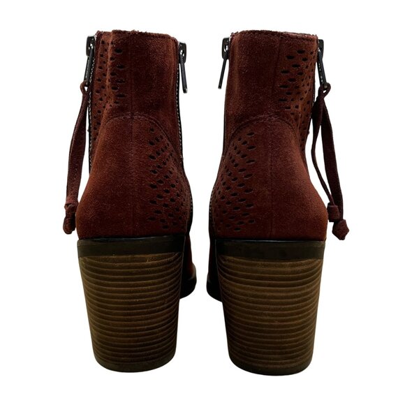 Lucky Brand Women’s Burgundy Suede Block Heel Ramses Ankle Boots Size 8.5M - Picture 5 of 10
